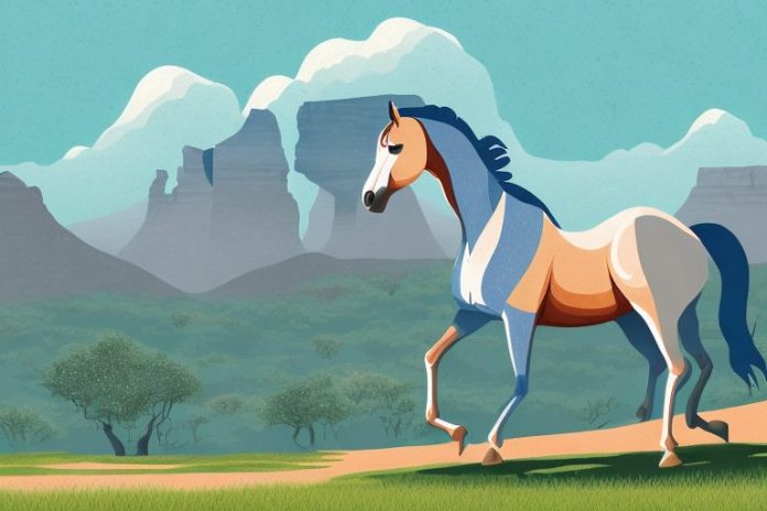 An arabian horse in a scenic landscape