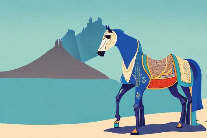 An arabian horse in a scenic landscape of simon's town