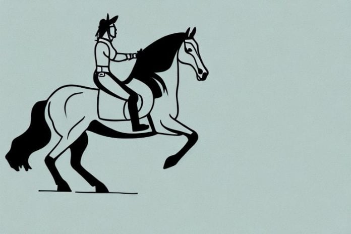 A horse and rider galloping across a field in ladysmith