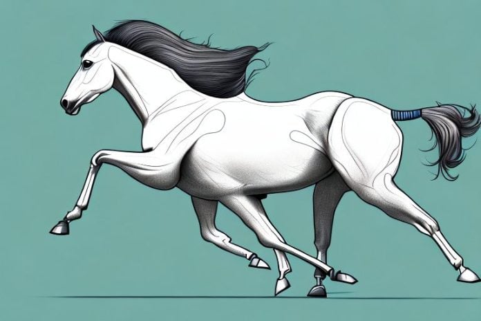 A thoroughbred horse galloping through a park in east london
