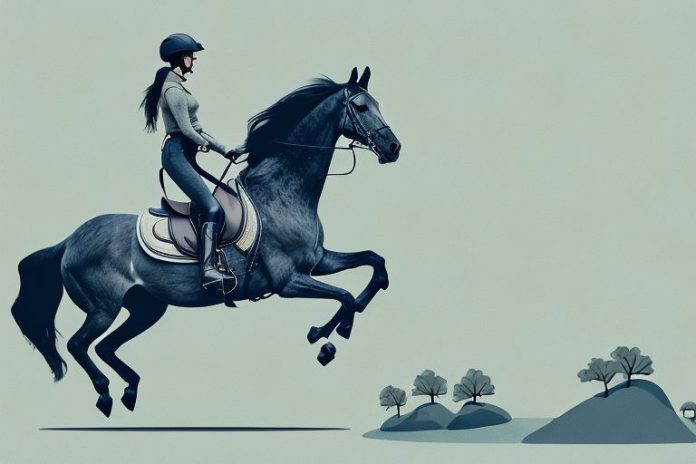 A horse and rider galloping through a scenic landscape in ficksburg