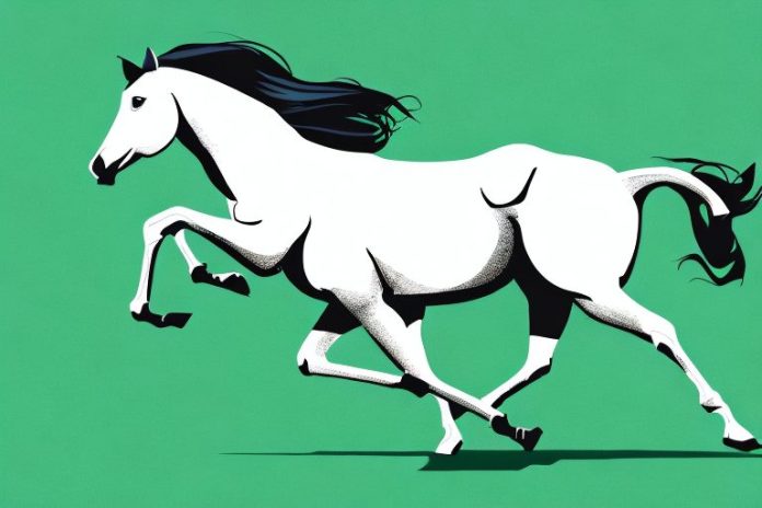 A thoroughbred horse galloping across a grassy field in johannesburg
