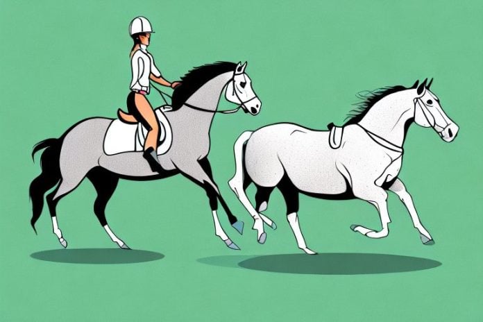 A horse and rider galloping across a grassy field in randburg