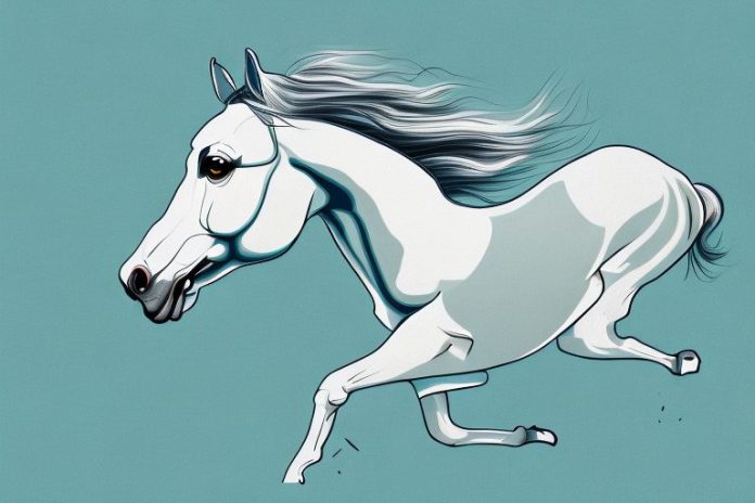 A thoroughbred horse galloping through kempton park