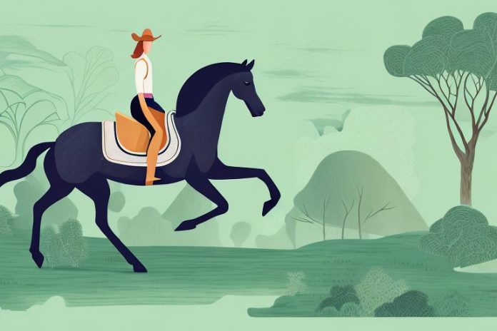 A horse and rider galloping through a lush landscape in tzaneen