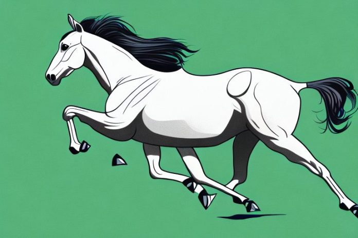 A thoroughbred horse galloping through a grassy field in giyani