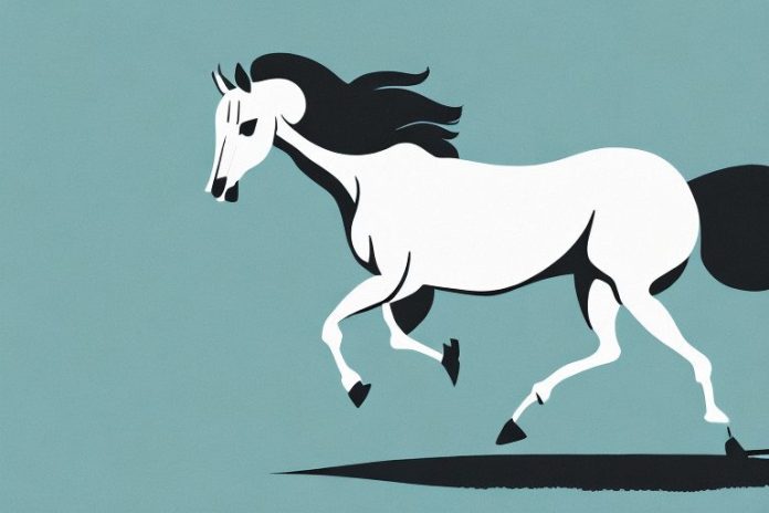 A thoroughbred horse galloping through a kathu landscape