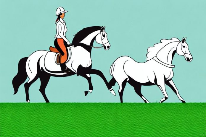 A horse and rider galloping across a grassy field in rustenburg