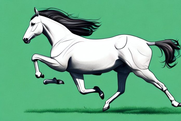 A thoroughbred horse galloping through a grassy field in potchefstroom