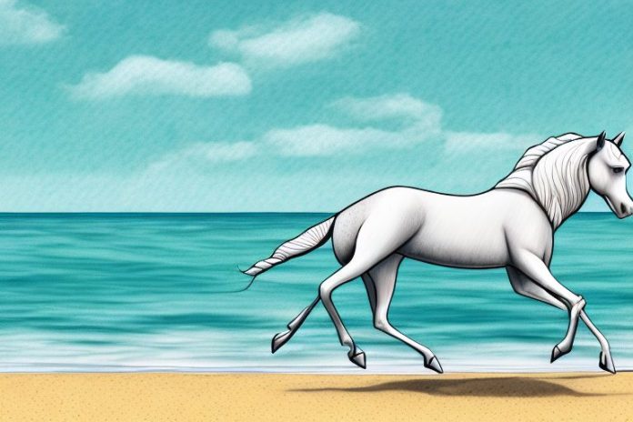A horse galloping along a beach in hermanus