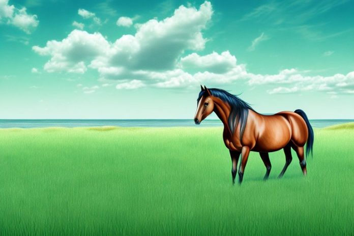 A morgan horse in a field of grass