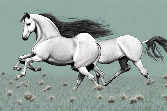 A morgan horse galloping through a meadow in butterworth