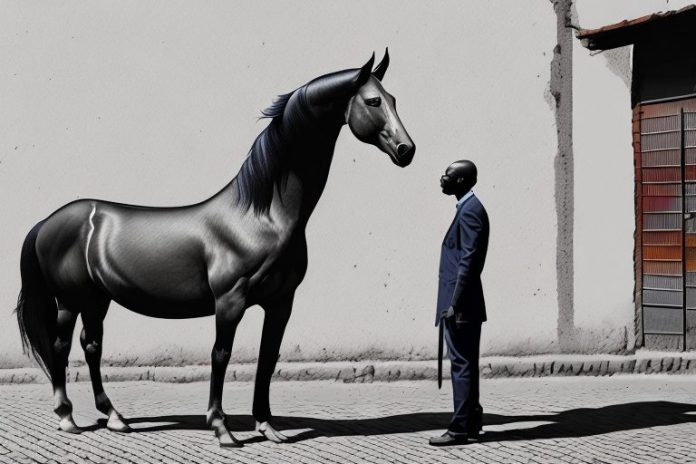 A morgan horse in the streets of soweto