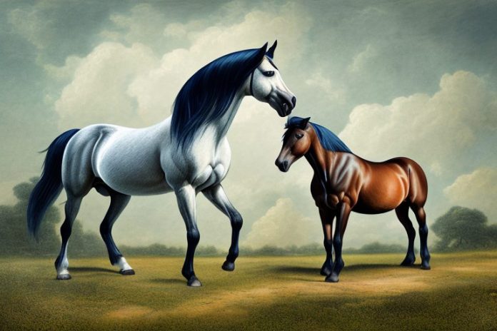 A morgan horse in a rural landscape