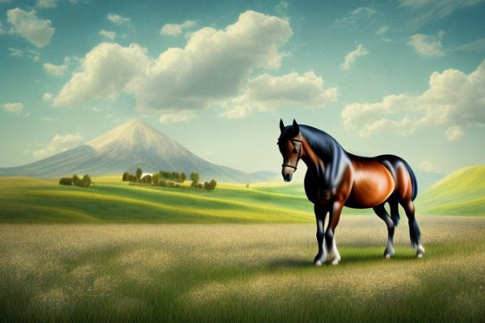 A morgan horse in a field
