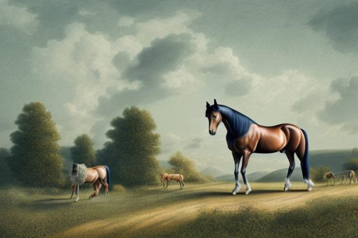 A morgan horse in a rural landscape near louis trichardt