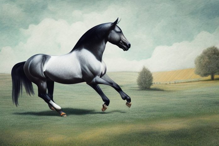 A morgan horse galloping through a rural landscape in ermelo