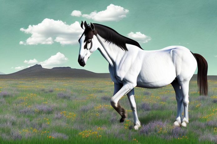 A morgan horse in a meadow in springbok