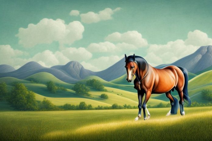 A morgan horse in a rural landscape