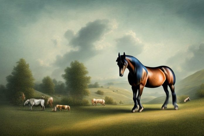 A morgan horse in a rural landscape