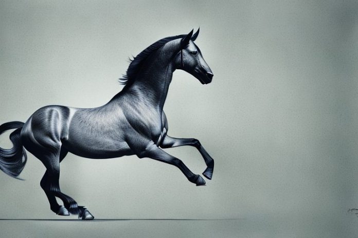 A morgan horse galloping through a paarl landscape