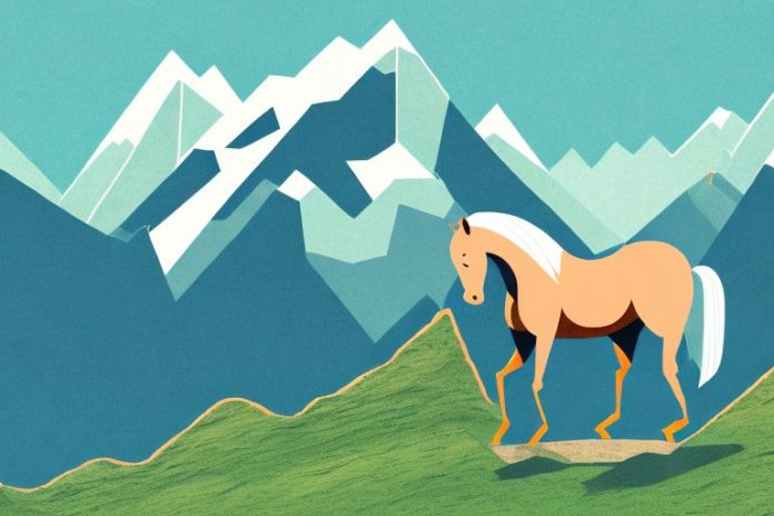 A horse in a mountain landscape