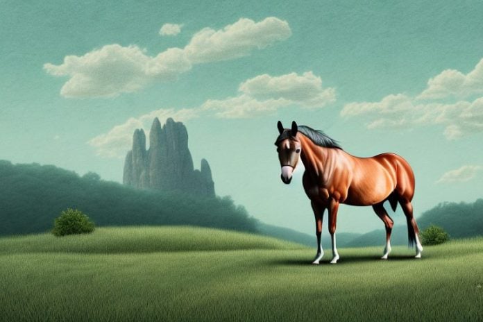A horse in the kentucky mountain saddle style