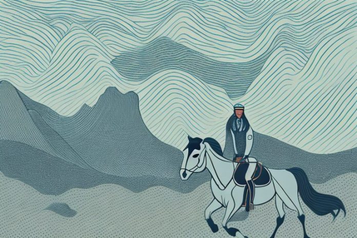 A horse and rider in a mountainous landscape in eastern cape