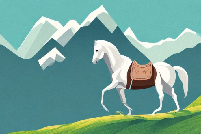 A horse in a mountain landscape