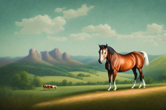 A kentucky mountain saddle horse in a rural landscape