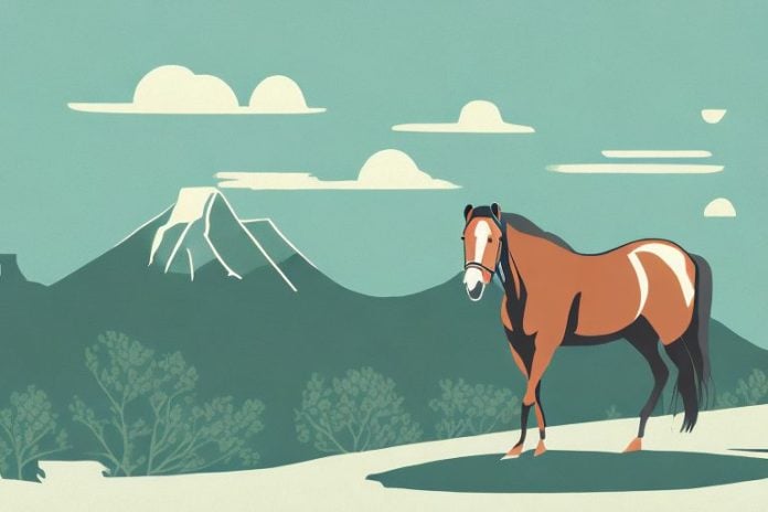 A kentucky mountain saddle horse in a scenic landscape of jeffreys bay