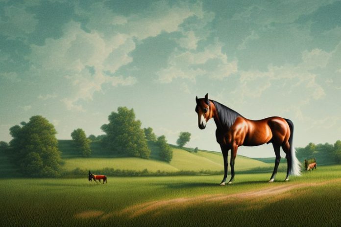 A kentucky mountain saddle horse in a rural landscape near kroonstad