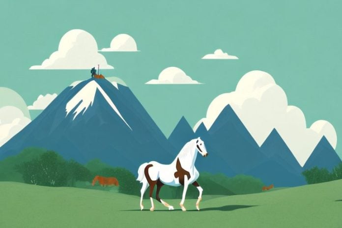 A horse and rider in the countryside