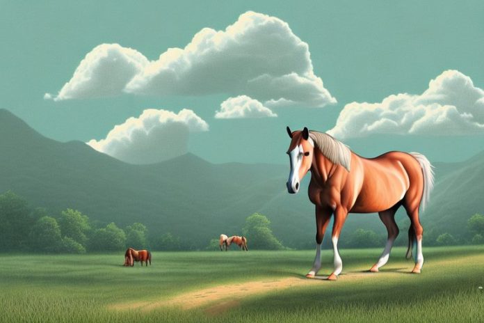 A horse in the kentucky mountain saddle style