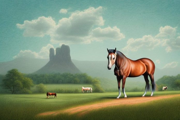 A kentucky mountain saddle horse in a rural landscape in mokopane