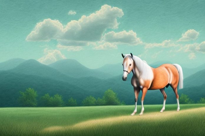 A majestic kentucky mountain saddle horse in a beautiful rural landscape