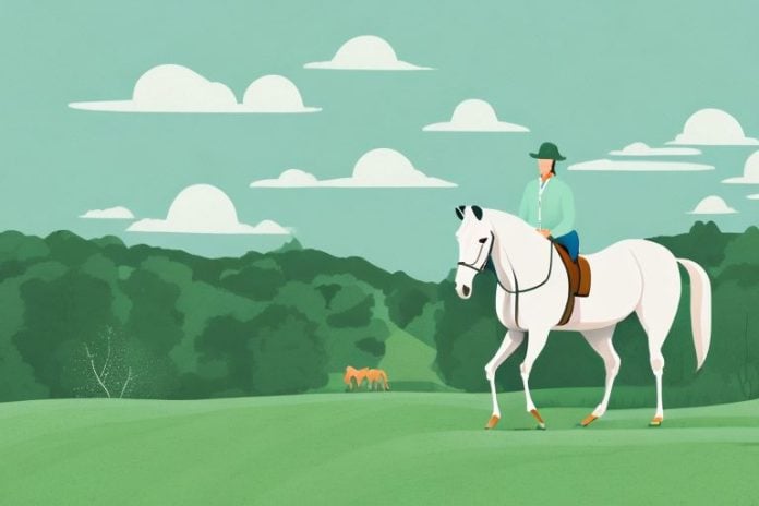 A horse and rider in the countryside