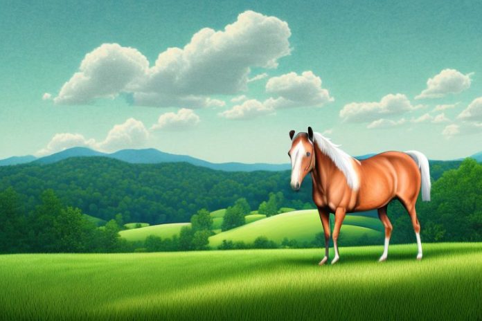 A kentucky mountain saddle horse in a rural landscape