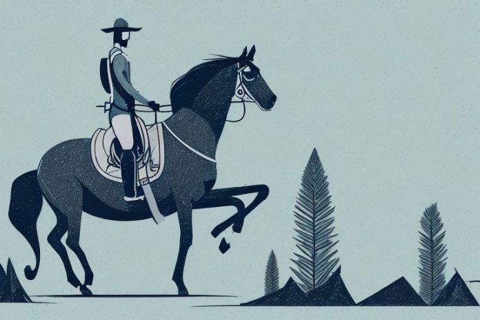 A horse and rider on a mountain trail in potchefstroom