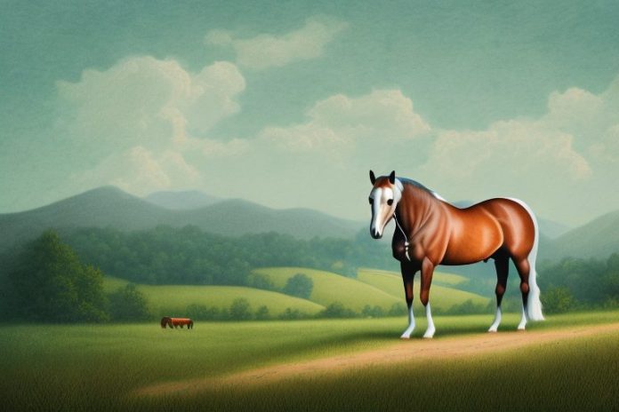 A kentucky mountain saddle horse in a rural landscape near brits