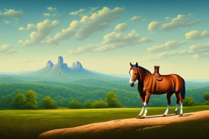 A kentucky mountain saddle horse in a rural landscape