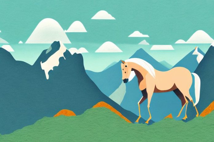 A horse in a mountain landscape