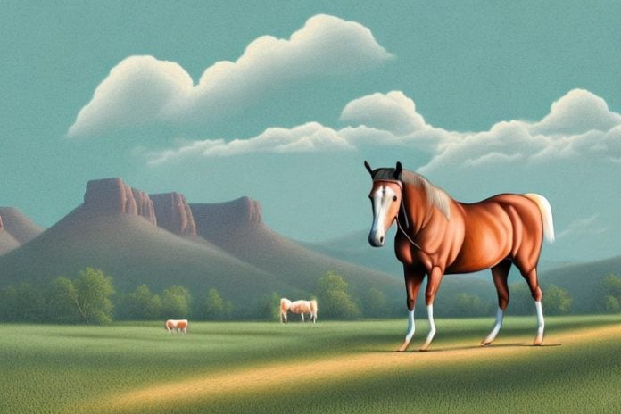 A kentucky mountain saddle horse in a rural setting in oudtshoorn