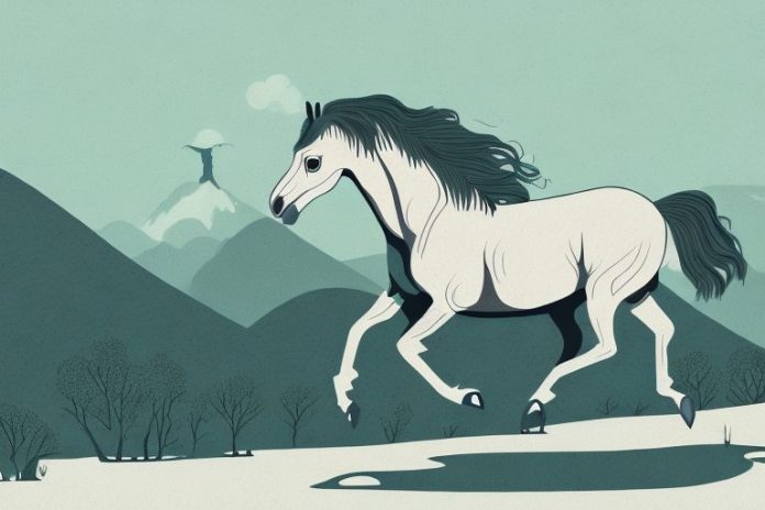 A horse in the kentucky mountain saddle style