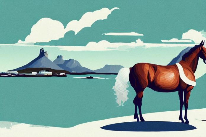 A kentucky mountain saddle horse in a scenic setting in simon's town