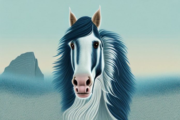A clydesdale horse in a ballito landscape
