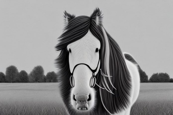 A clydesdale horse in a rural setting in east london