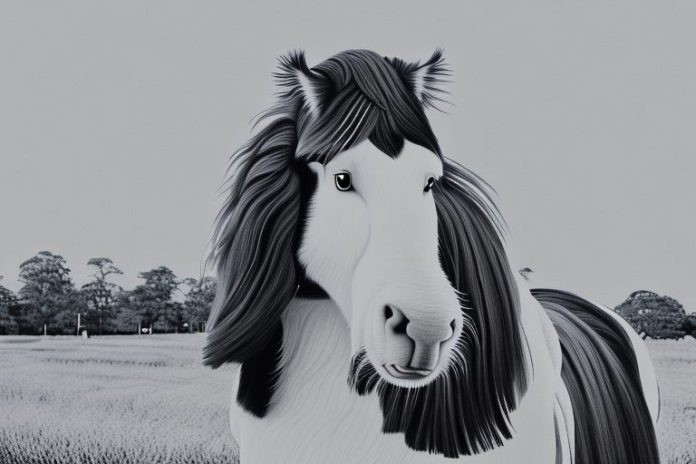 A clydesdale horse in a scenic outdoor setting in king william's town