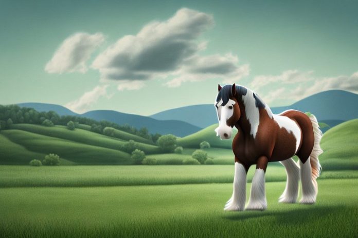 A clydesdale horse in a rural setting