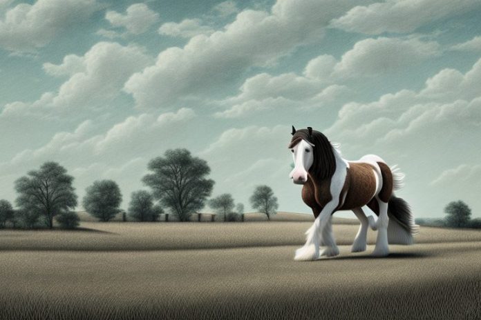 A clydesdale horse in a rural landscape in kroonstad